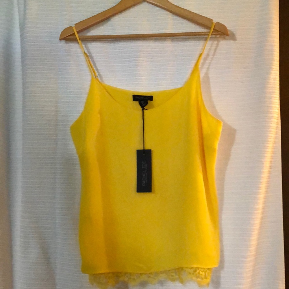 Rachel Zoe - Sleeveless Yellow Lace Trim Top - L